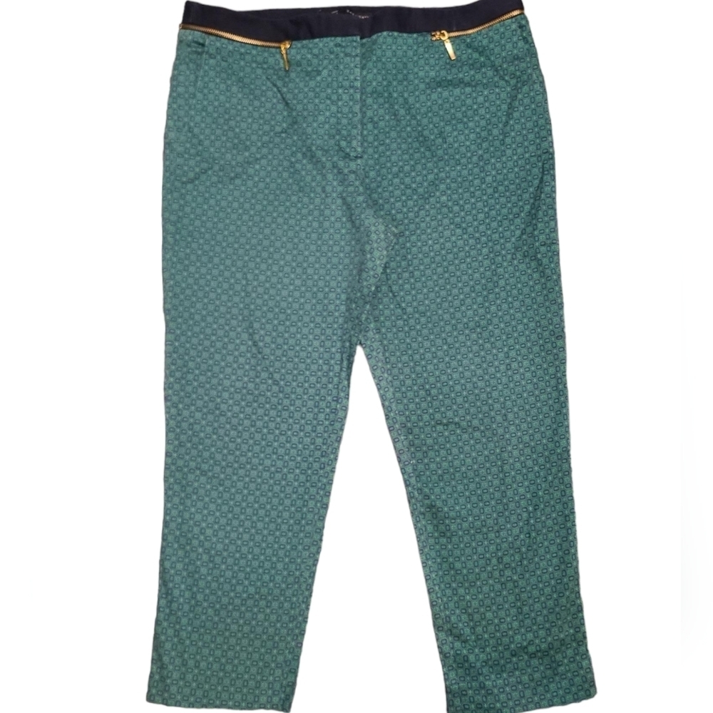 ZARA straight green Patterned zipper trousers 12
